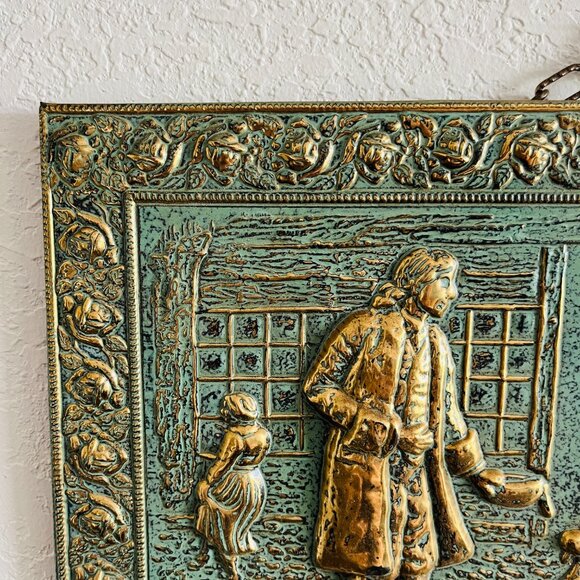 Vintage Art Repurposed Coal Box Brass Gallery Wall 15x10 Cottagecore Colonial -2 - Picture 2 of 10